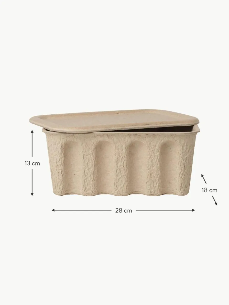 ferm LIVING Aufbewahrungsboxen Pulp aus Papierzellstoff, T 18 cm, 2 Stück