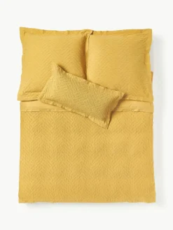 Westwing Collection Baumwoll-Bettdeckenbezug Jonie mit strukturierter Oberfläche und Stehsaum