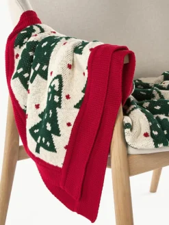 Westwing Collection Baumwolldecke Noeleen mit weihnachtlichem Motiv