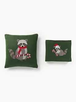 Westwing Collection Baumwoll-Kissenhülle Buddy mit winterlichem Motiv