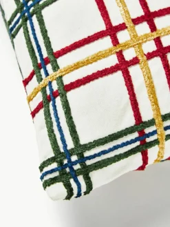Westwing Collection Baumwoll-Kissenhülle Noja mit Chenille-Karomuster