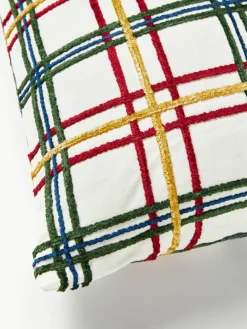 Westwing Collection Baumwoll-Kissenhülle Noja mit Chenille-Karomuster