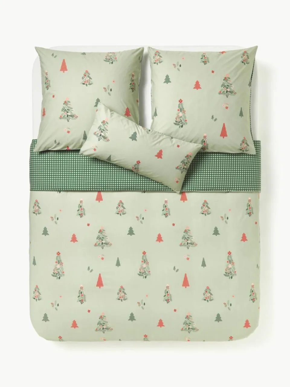 Westwing Collection Baumwollperkal-Bettdeckenbezug Pine