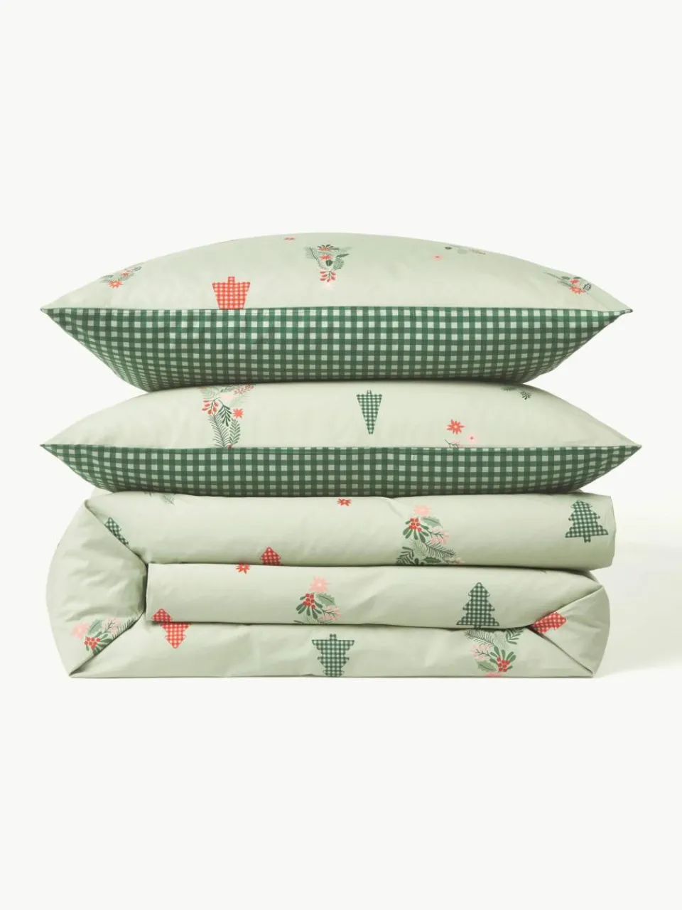Westwing Collection Baumwollperkal-Bettdeckenbezug Pine