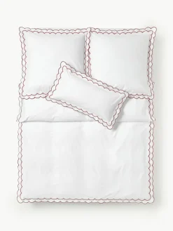 Westwing Collection Baumwollperkal-Bettdeckenbezug Atina mit gewelltem Stehsaum