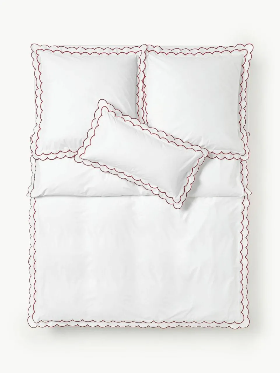 Westwing Collection Baumwollperkal-Bettdeckenbezug Atina mit gewelltem Stehsaum