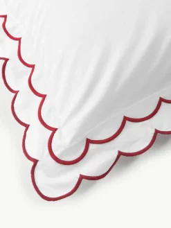 Westwing Collection Baumwollperkal-Bettdeckenbezug Atina mit gewelltem Stehsaum