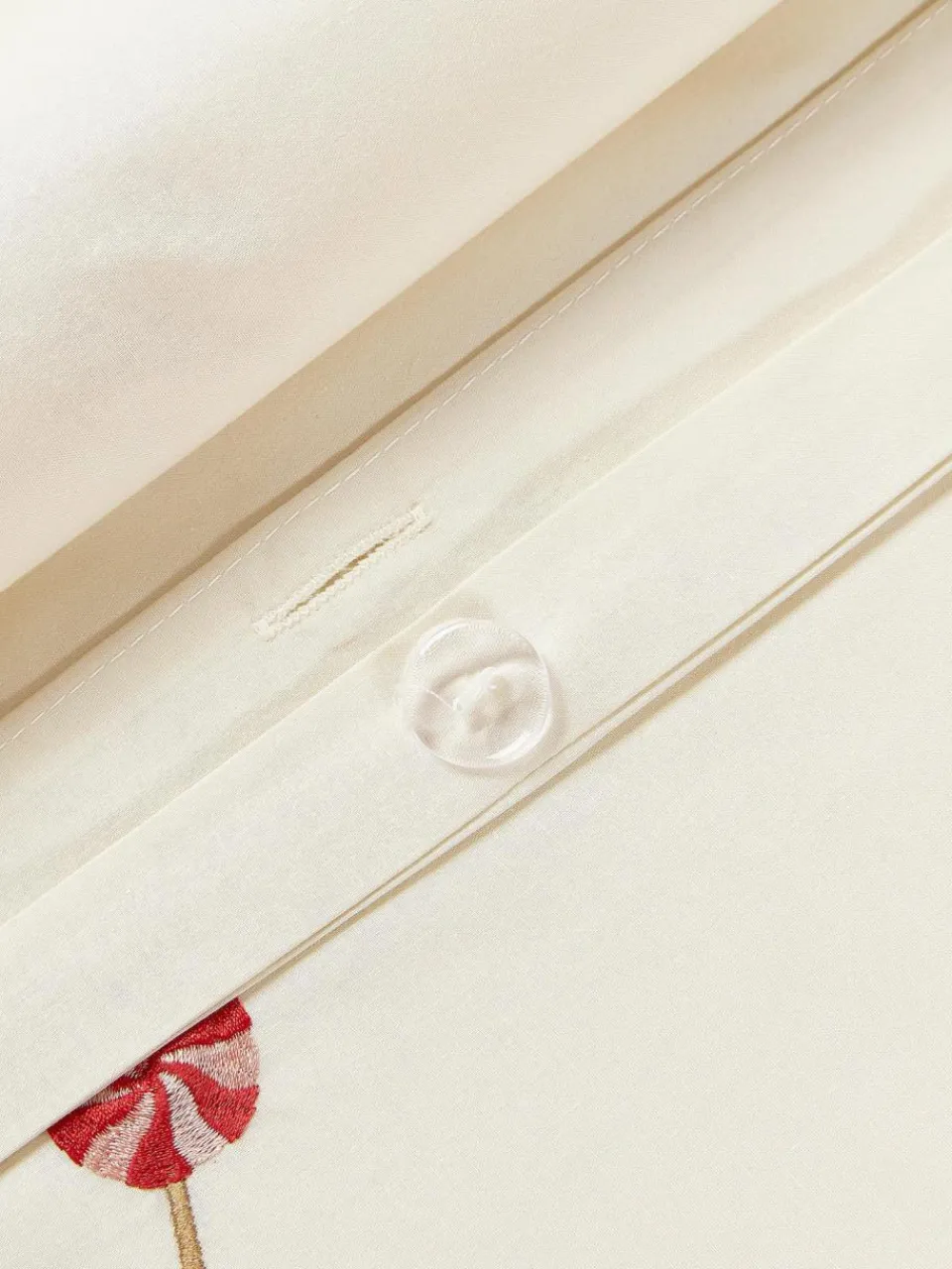 Westwing Collection Baumwollperkal-Bettdeckenbezug Lolly mit weihnachtlicher Bestickung