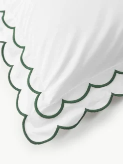 Westwing Collection Baumwollperkal-Bettdeckenbezug Atina mit gewelltem Stehsaum