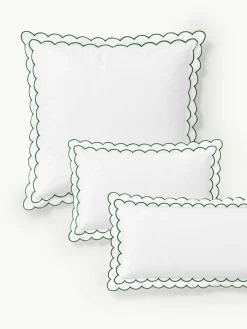 Westwing Collection Baumwollperkal-Kopfkissenbezug Atina mit gewelltem Stehsaum