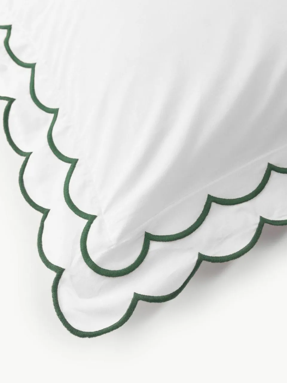 Westwing Collection Baumwollperkal-Kopfkissenbezug Atina mit gewelltem Stehsaum