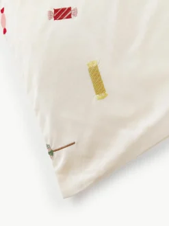 Westwing Collection Baumwollperkal-Kopfkissenbezug Lolly mit weihnachtlicher Bestickung