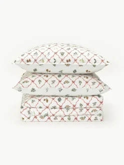Westwing Collection Baumwollperkal-Wendebettdeckenbezug Twigs mit winterlichen Prints