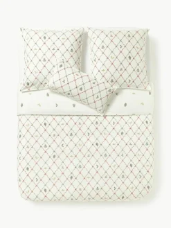 Westwing Collection Baumwollperkal-Wendebettdeckenbezug Twigs mit winterlichen Prints