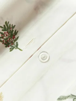 Westwing Collection Baumwollperkal-Wendebettdeckenbezug Twigs mit winterlichen Prints