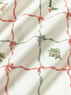 Westwing Collection Baumwollperkal-Wendebettdeckenbezug Twigs mit winterlichen Prints