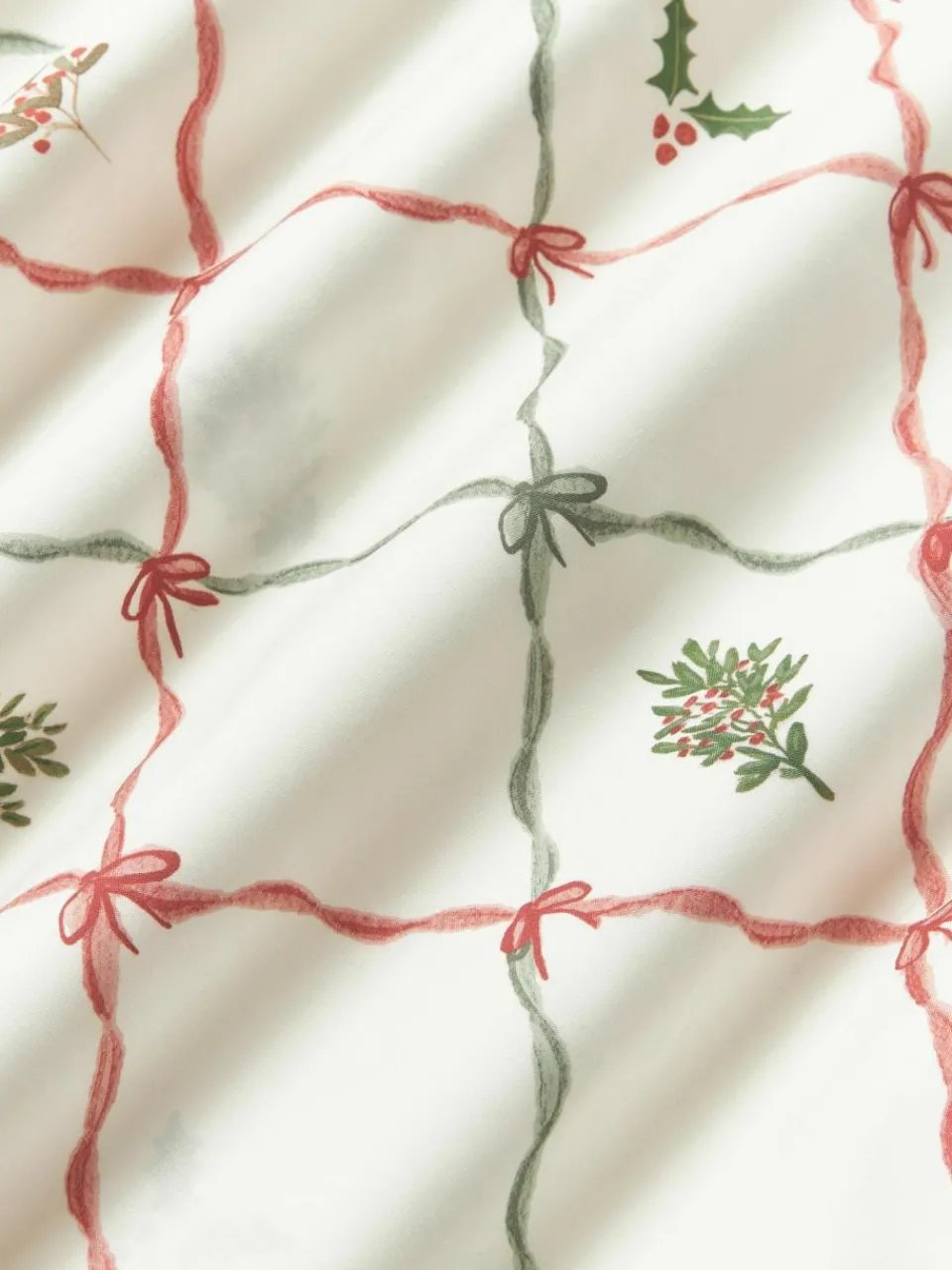 Westwing Collection Baumwollperkal-Wendebettdeckenbezug Twigs mit winterlichen Prints