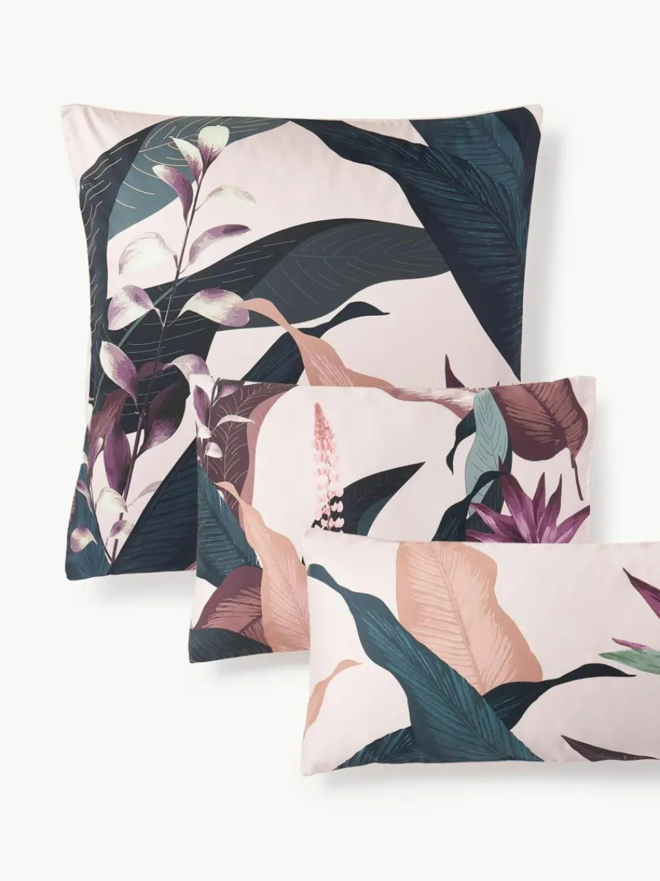 Westwing Collection Baumwollsatin-Kopfkissenbezug Flora