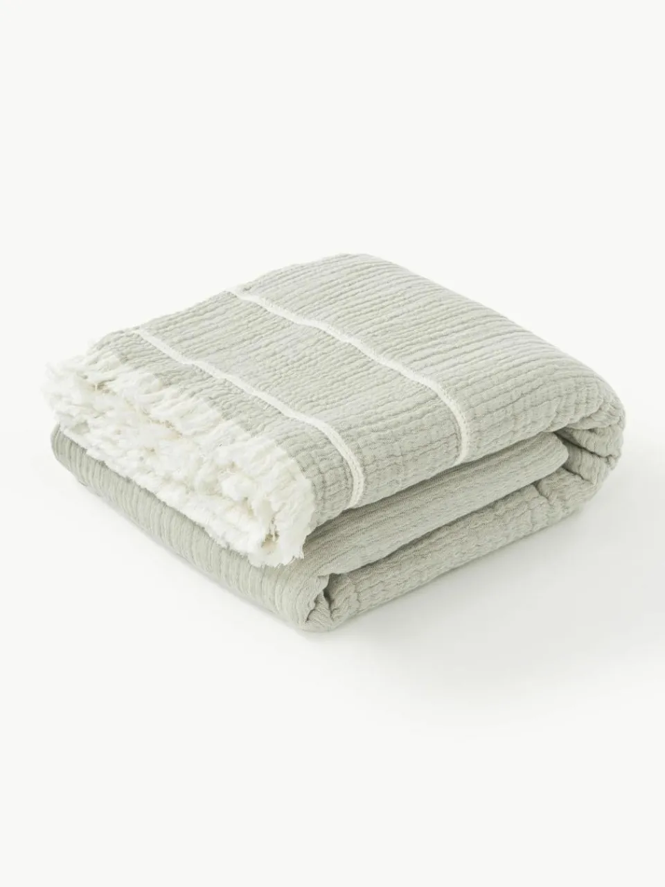 Westwing Collection Baumwoll-Tagesdecke Kailani mit Fransen