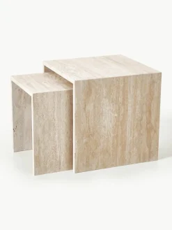 Blomus Beistelltische Varu aus Travertin, 2er-Set