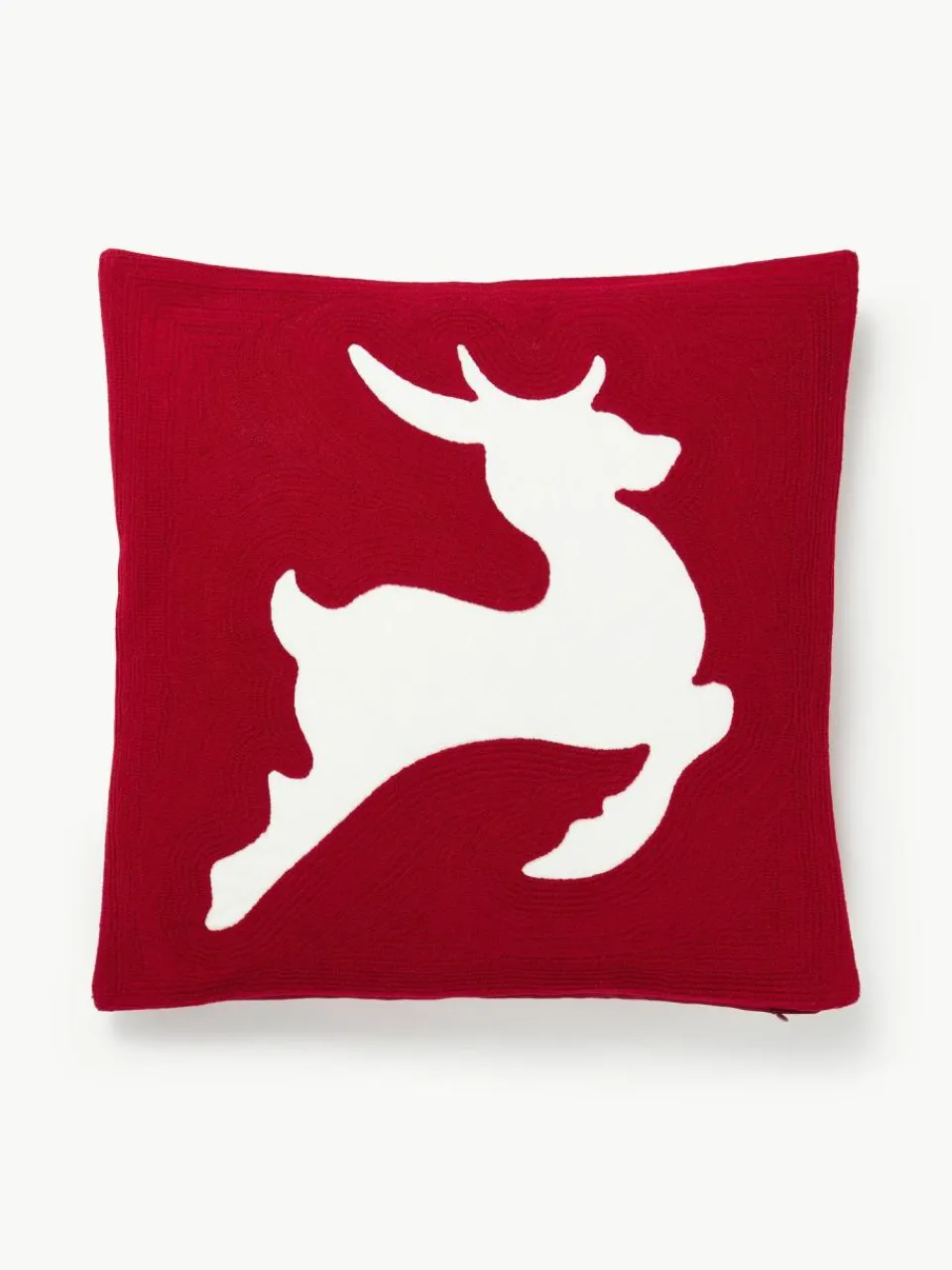 Westwing Collection Bestickte Kissenhülle Elysia mit Hirsch-Motiv