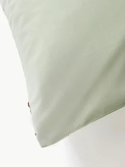 Westwing Collection Bestickter Baumwollperkal-Bettdeckenbezug Rudy mit Weihnachtsmotiven