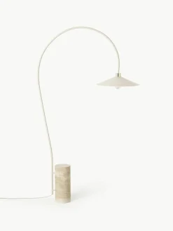Westwing Collection Bogenlampe Cora mit Travertinfuß