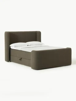 Westwing Collection Bouclé-Boxspringbett Perla mit Stauraum