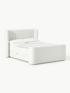 Westwing Collection Bouclé-Boxspringbett Perla mit Stauraum