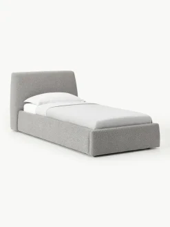 Westwing Collection Bouclé-Einzelbett Cloud mit Stauraum