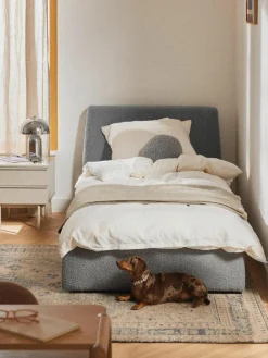 Westwing Collection Bouclé-Einzelbett Cloud mit Stauraum