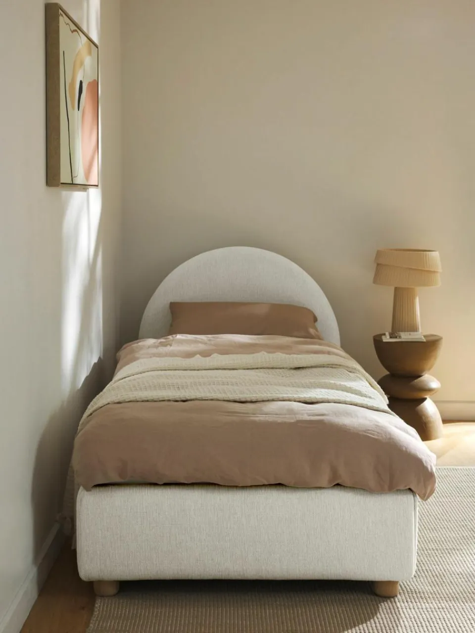 Westwing Collection Bouclé-Einzelbett Ebba