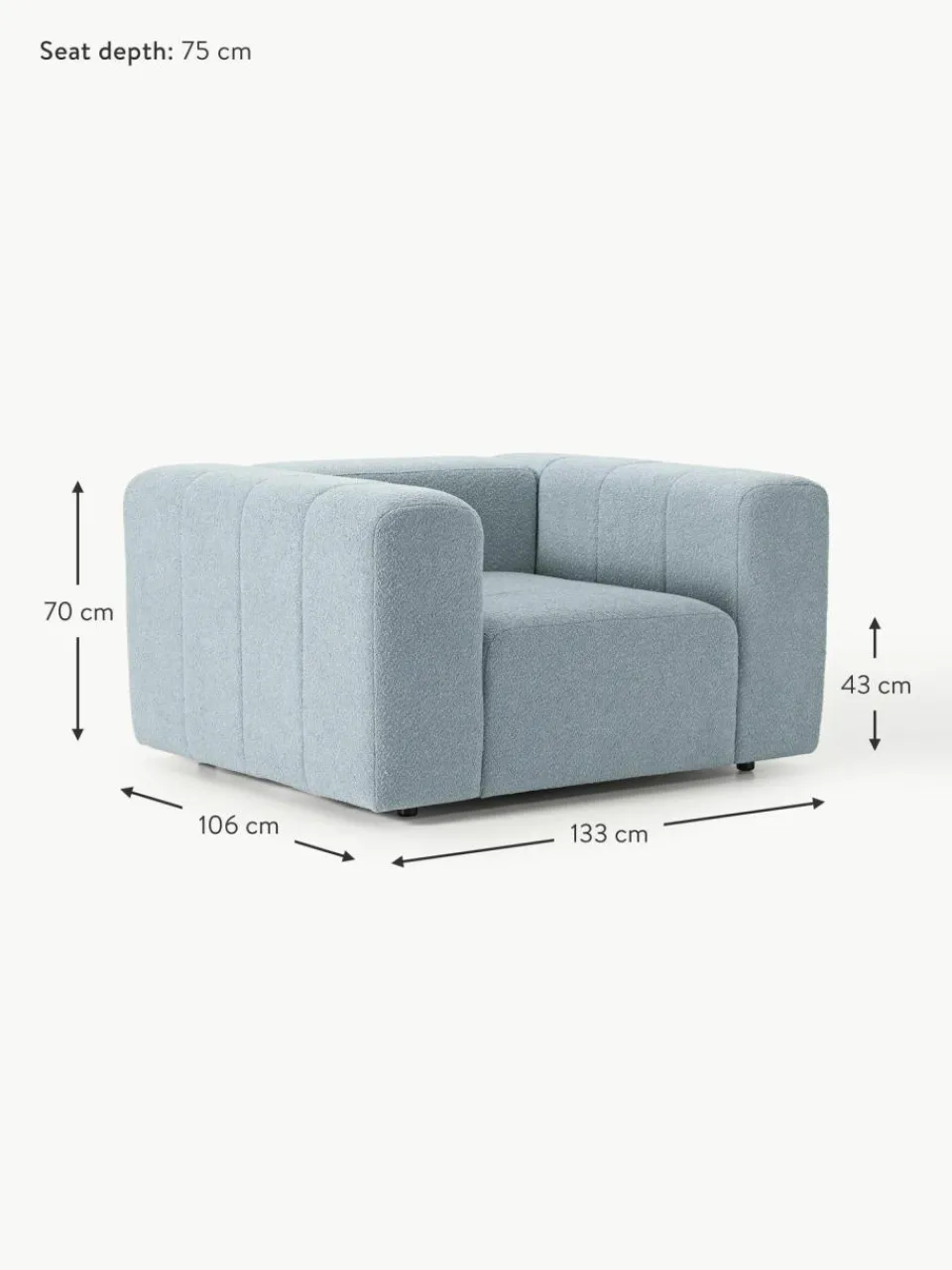Westwing Collection Bouclé-Loungesessel Lena