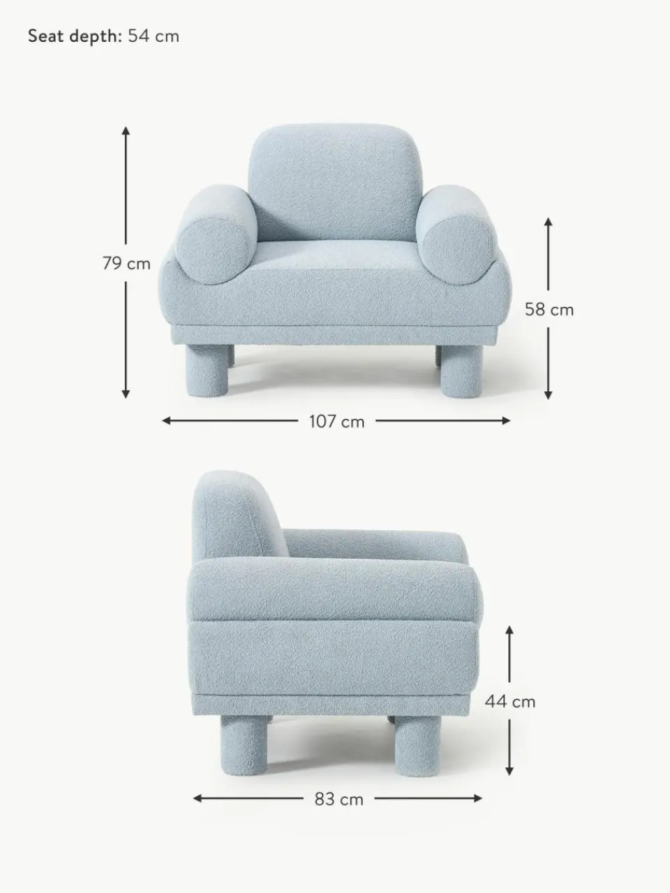 Westwing Collection Bouclé-Sessel Lilo