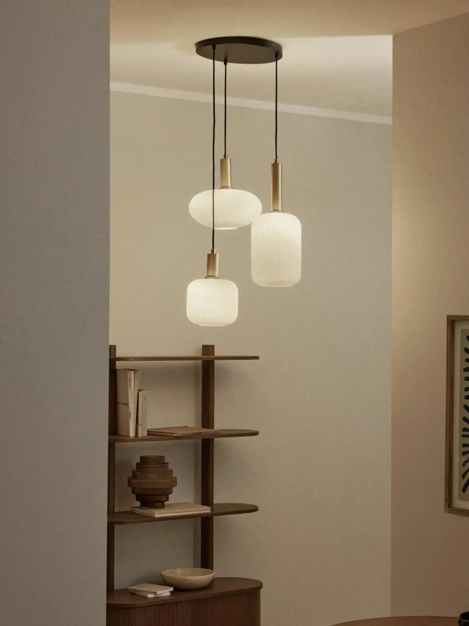 Westwing Collection Cluster-Pendelleuchte Candela aus Opalglas