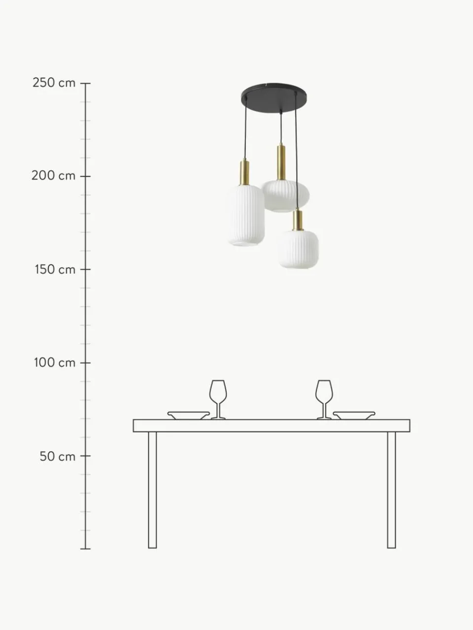 Westwing Collection Cluster-Pendelleuchte Candela aus Opalglas