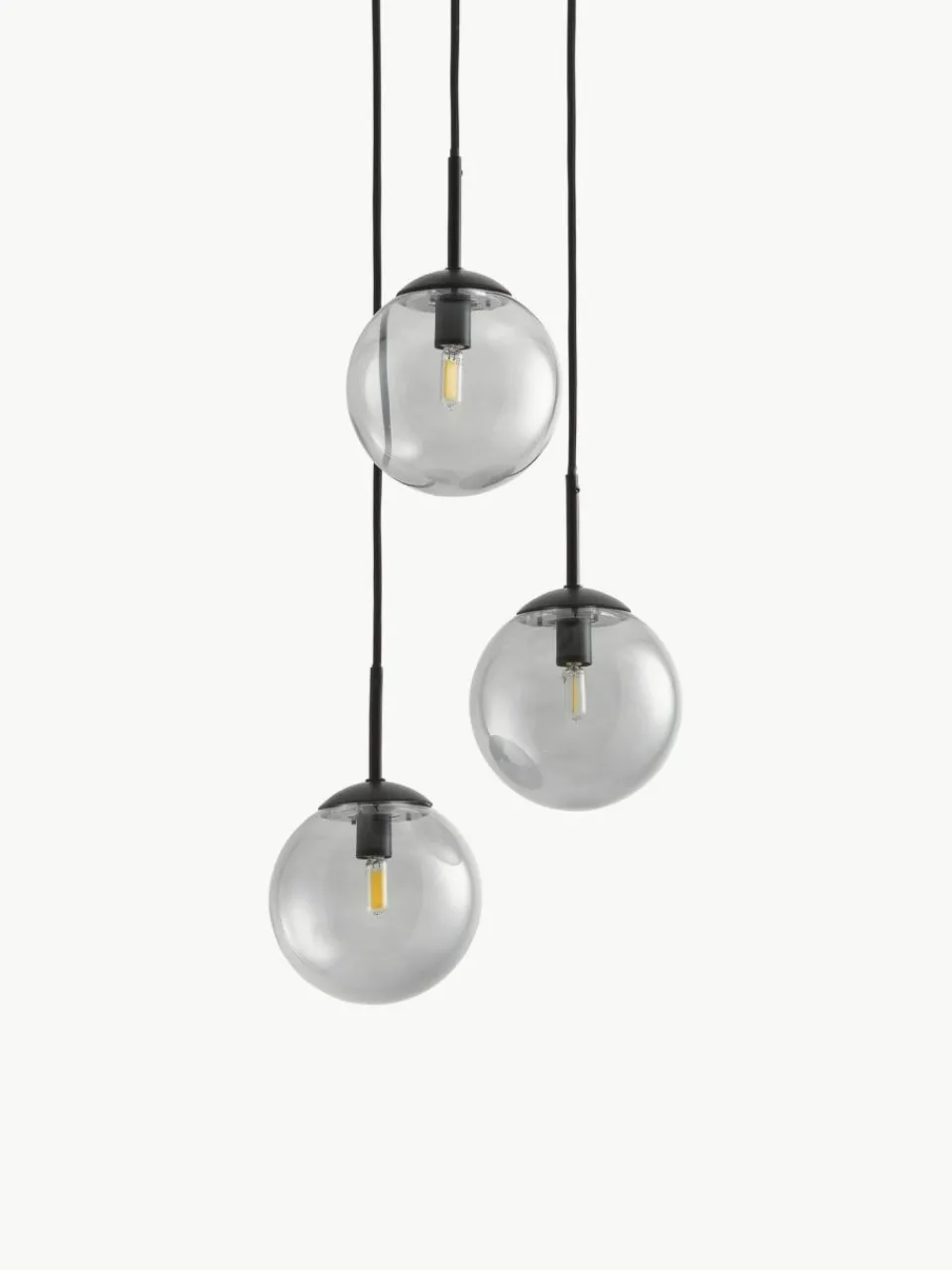 Westwing Collection Cluster-Pendelleuchte Edie aus Rauchglas