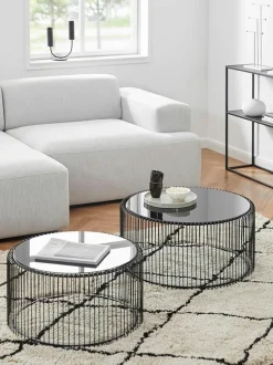Kare Design Couchtische Wire mit Glasplatte, 2er-Set