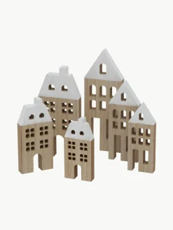 Westwing Deko-Häuser Towny aus Holz, 6 Stück