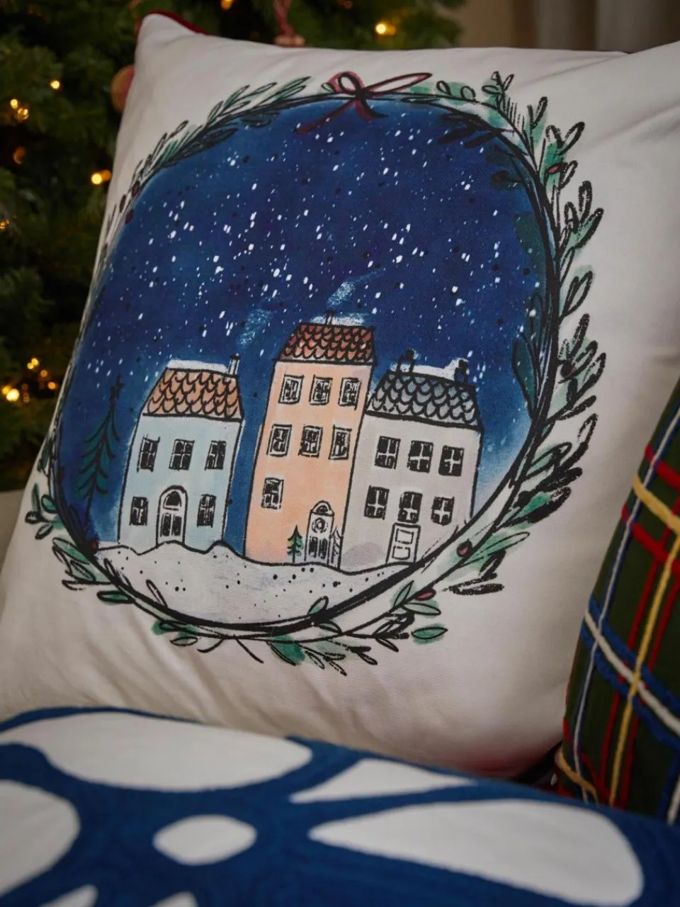 Westwing Collection Designer Baumwoll-Kissenhülle Snow von Kera Till