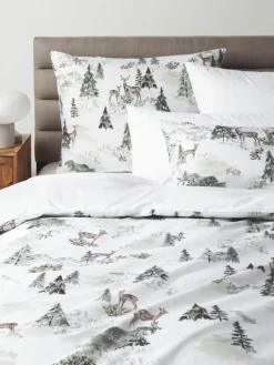 Westwing Collection Designer Baumwollperkal-Bettdeckenbezug Forest