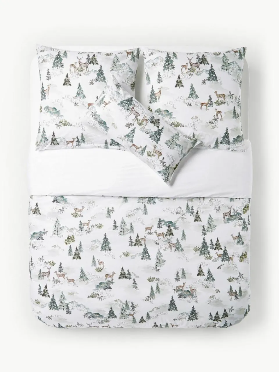 Westwing Collection Designer Baumwollperkal-Bettdeckenbezug Forest