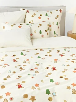 Westwing Collection Designer Baumwollperkal-Bettdeckenbezug Cookies von Kera Till