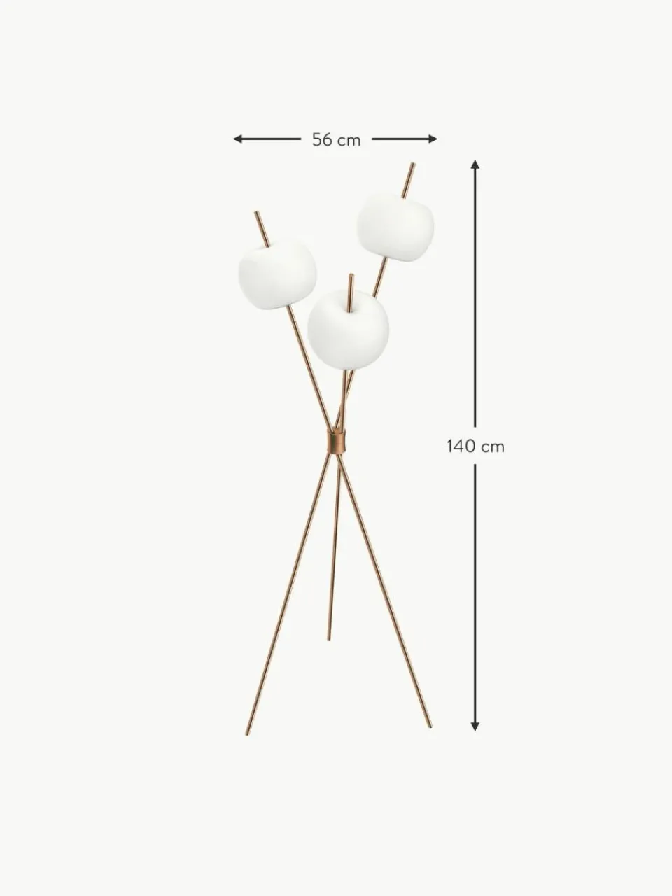 kdln Dimmbare Tripod Stehlampe Kushi, mundgeblasen
