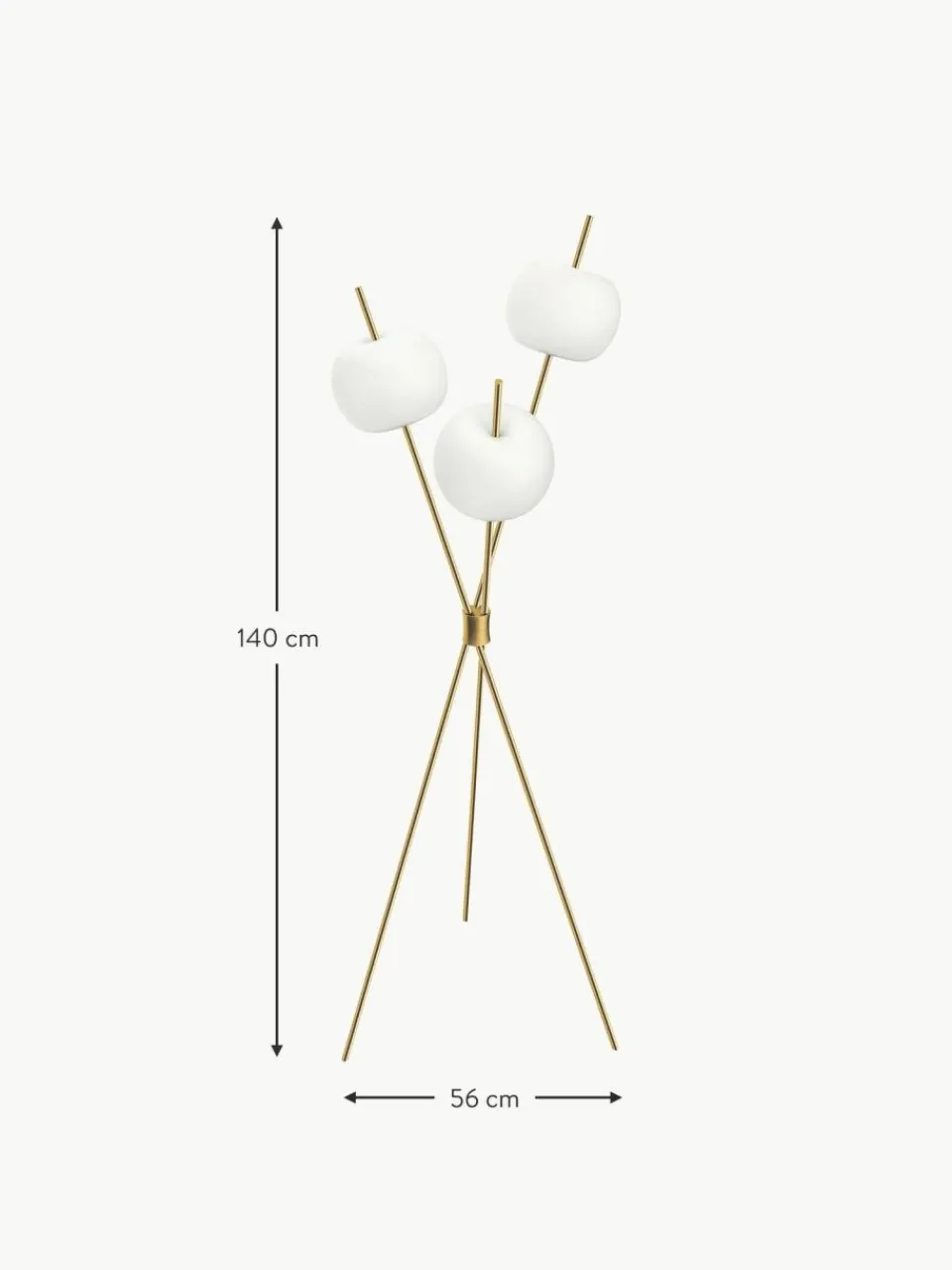 kdln Dimmbare Tripod Stehlampe Kushi, mundgeblasen