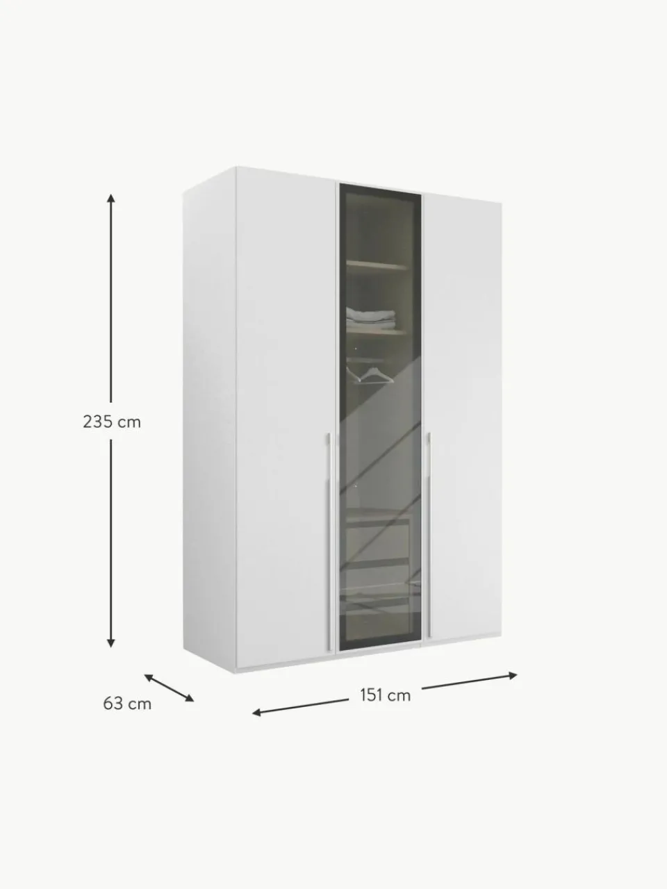 Westwing Drehtürenschrank Skat Shine mit beleuchteten Glastüren