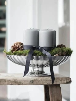 Georg Jensen Edelstahl-Servierschale Bernadotte mit Rillenstruktur