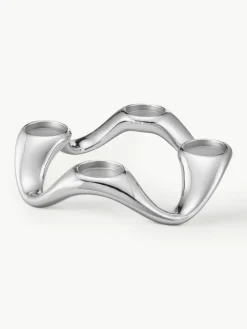 Georg Jensen Edelstahl-Teelichthalter Cobra in organischer Form