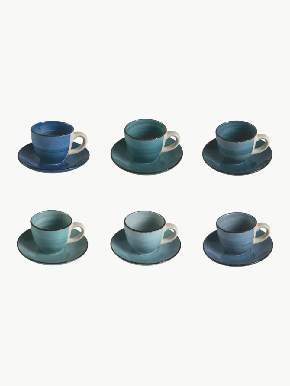 Villa D'Este Home Tivoli Espressotassen Baita Acqua mit Untertassen, 6er-Set