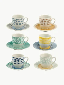 Villa D'Este Home Tivoli Espressotassen Marea mit Untertassen, 6er-Set